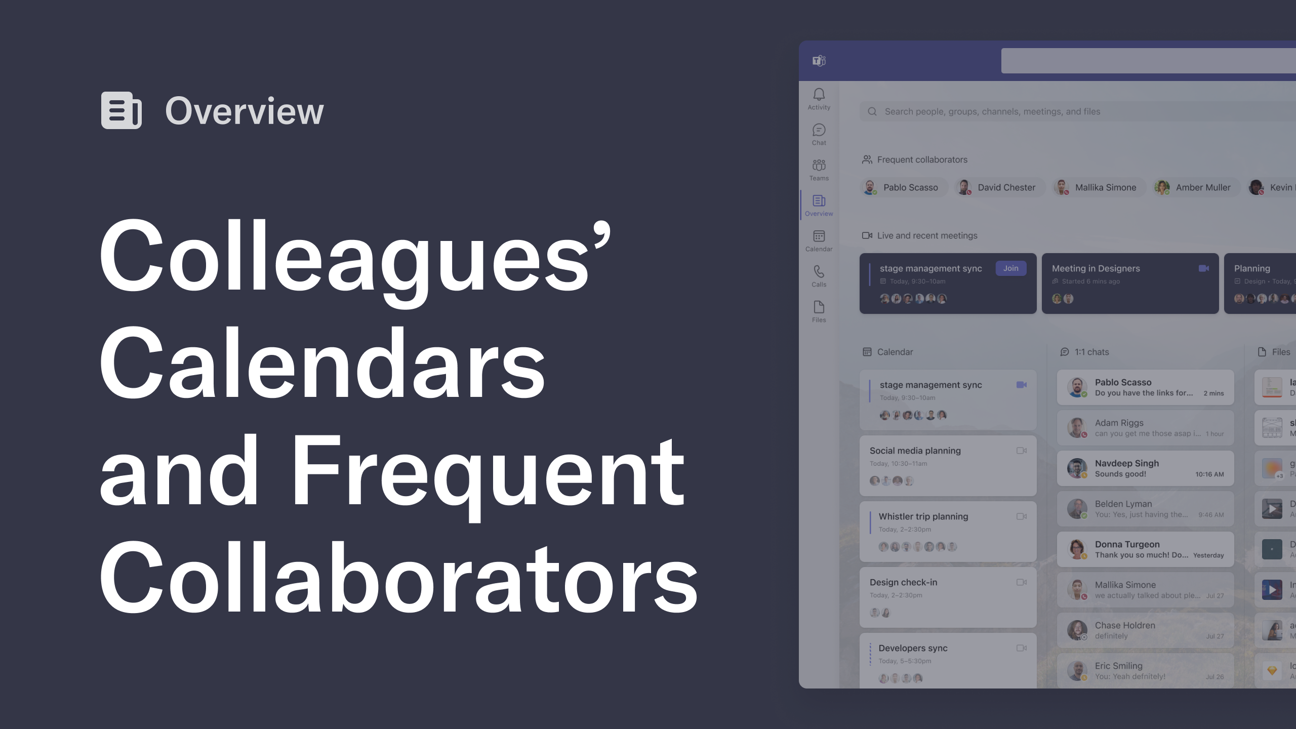 colleague calendars and frequent collaborators bar in overview